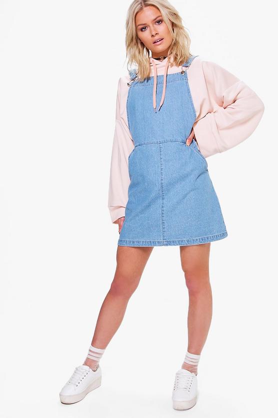 Sally Side Pocket Denim Pinafore Dress